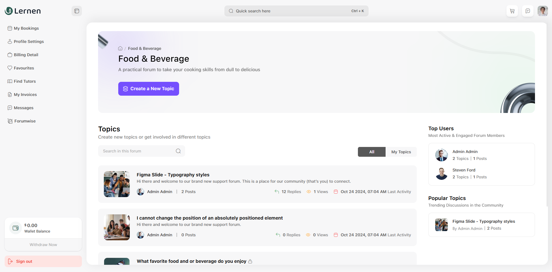 Forum Topics Overview