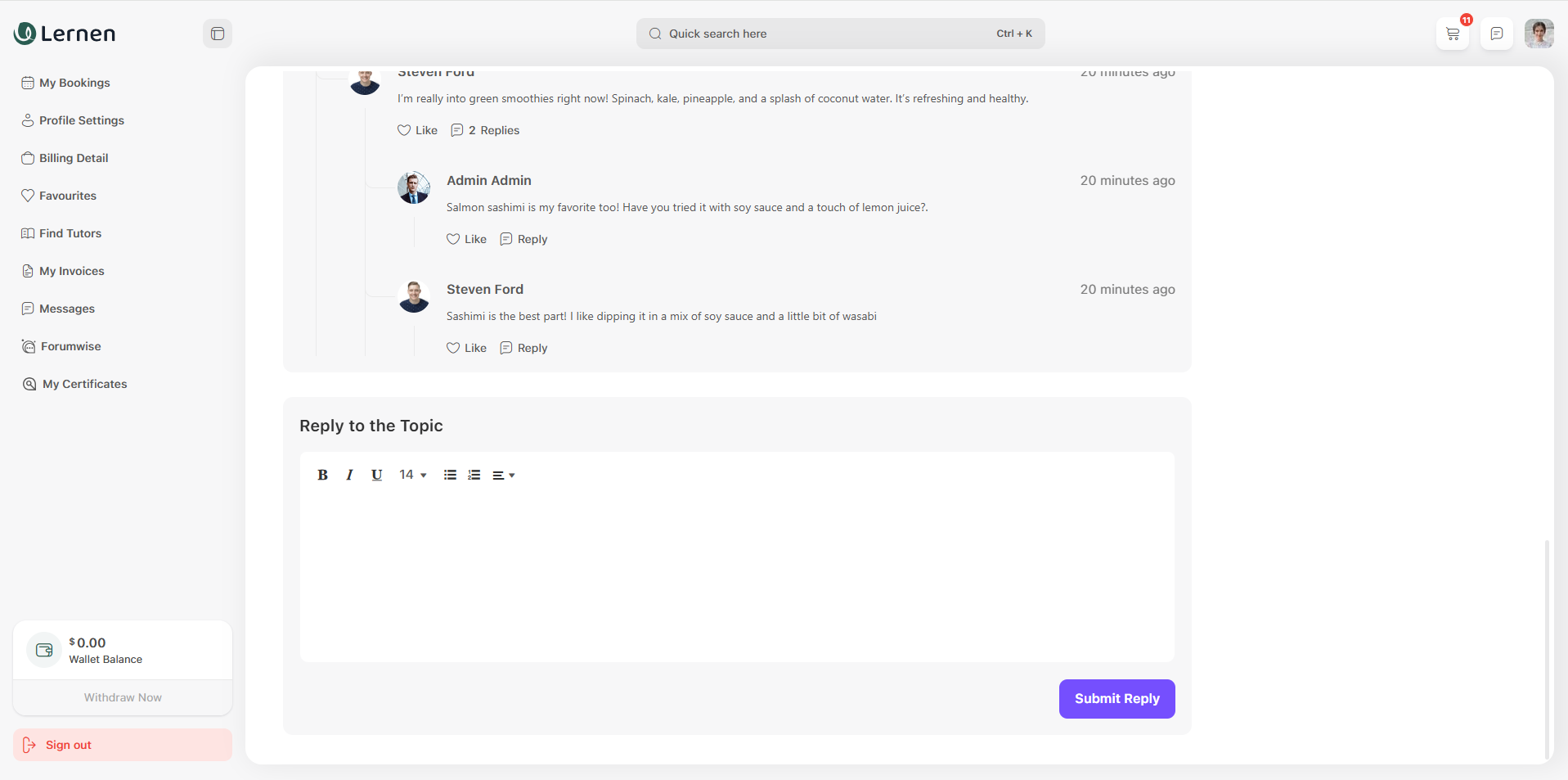 Reply to Topic Section