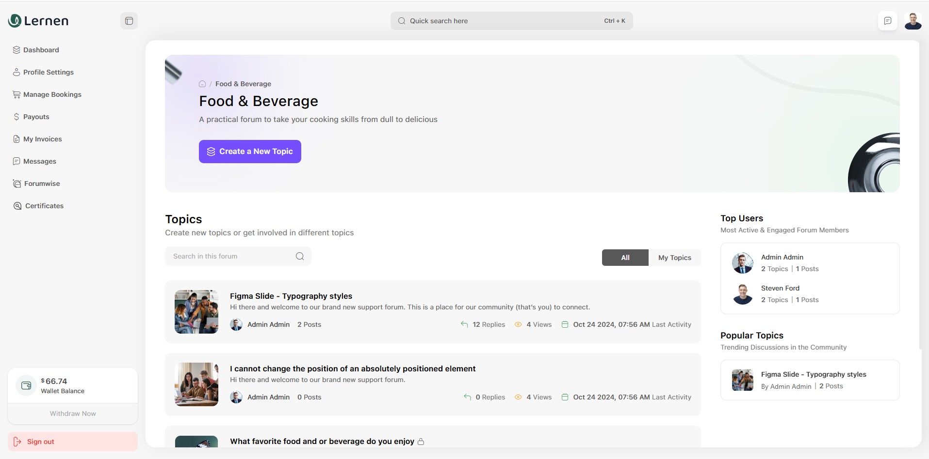 Forum Topics Overview